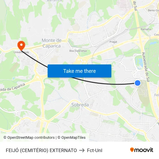 FEIJÓ (CEMITÉRIO) EXTERNATO to Fct-Unl map