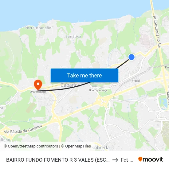 BAIRRO FUNDO FOMENTO R 3 VALES (ESCOLA) to Fct-Unl map