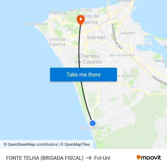 FONTE TELHA (BRIGADA FISCAL) to Fct-Unl map