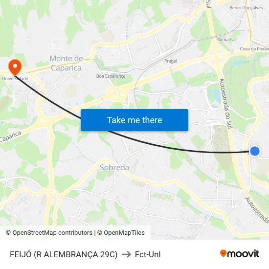 FEIJÓ (R ALEMBRANÇA 29C) to Fct-Unl map