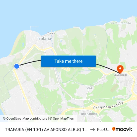 TRAFARIA (EN 10-1) AV AFONSO ALBUQ 123 to Fct-Unl map