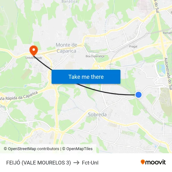FEIJÓ (VALE MOURELOS 3) to Fct-Unl map