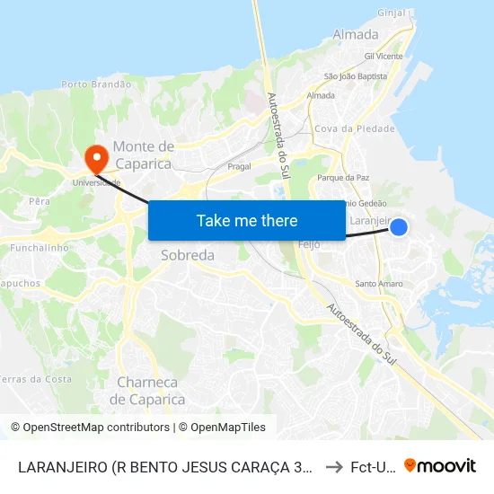 LARANJEIRO (R BENTO JESUS CARAÇA 33A) to Fct-Unl map