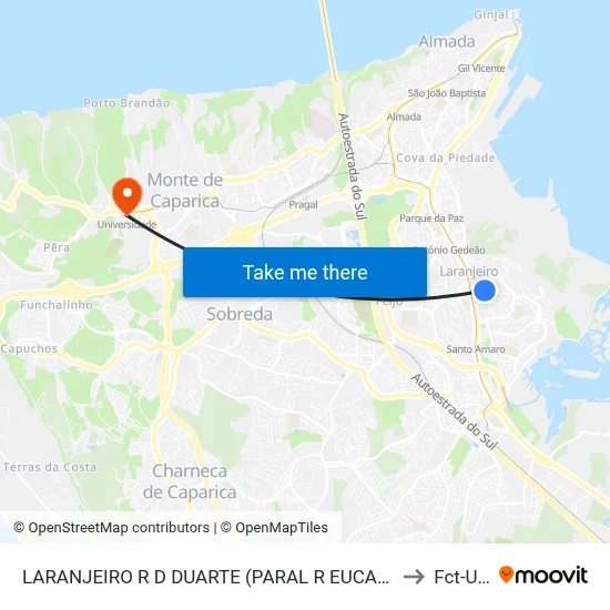 LARANJEIRO R D DUARTE (PARAL R EUCALIP) to Fct-Unl map
