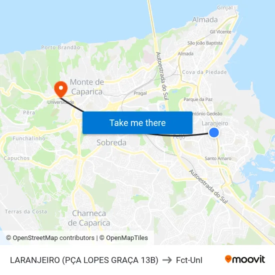 LARANJEIRO (PÇA LOPES GRAÇA 13B) to Fct-Unl map