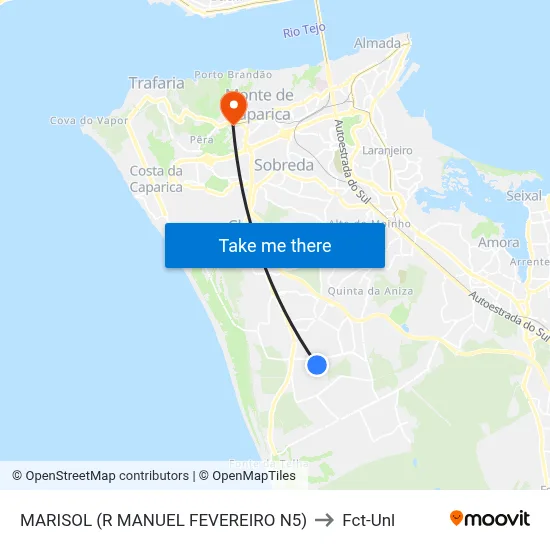 MARISOL (R MANUEL FEVEREIRO N5) to Fct-Unl map