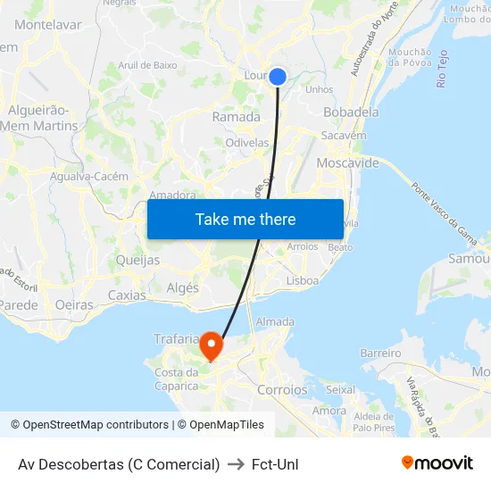 Av Descobertas (C Comercial) to Fct-Unl map