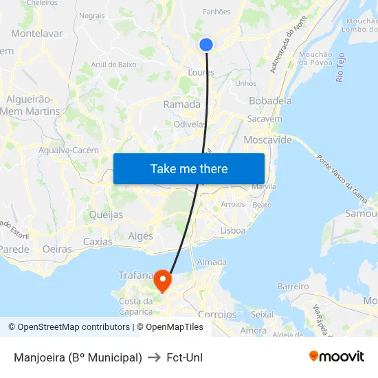 Manjoeira (Bº Municipal) to Fct-Unl map