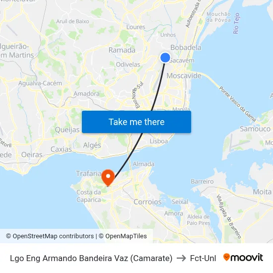 Lgo Eng Armando Bandeira Vaz (Camarate) to Fct-Unl map