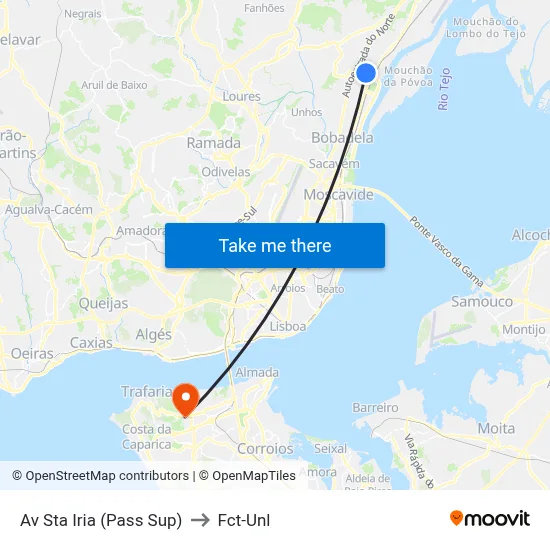 Av Sta Iria (Pass Sup) to Fct-Unl map