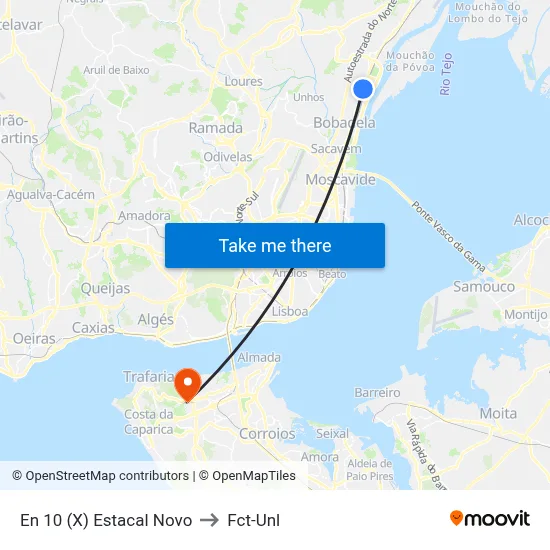 En 10 (X) Estacal Novo to Fct-Unl map