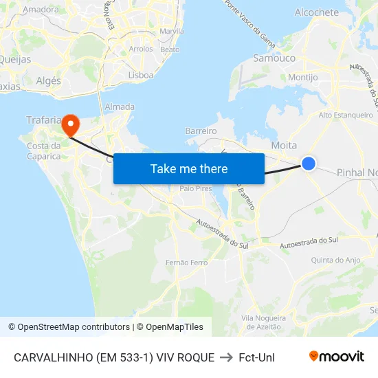 CARVALHINHO (EM 533-1) VIV ROQUE to Fct-Unl map