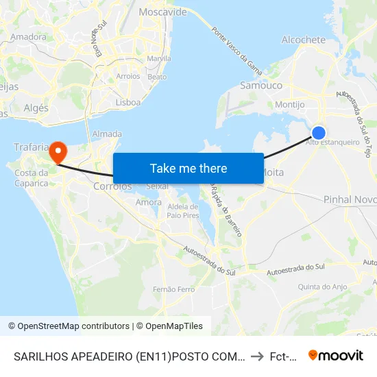 SARILHOS APEADEIRO (EN11)POSTO COMBUST to Fct-Unl map
