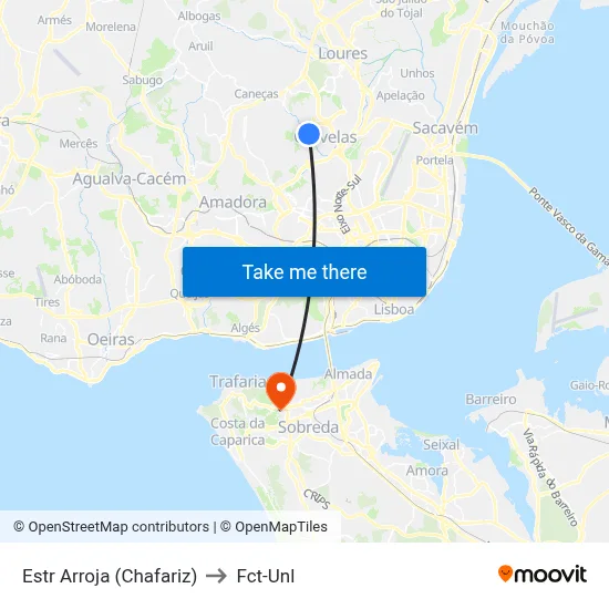 Estr Arroja (Chafariz) to Fct-Unl map