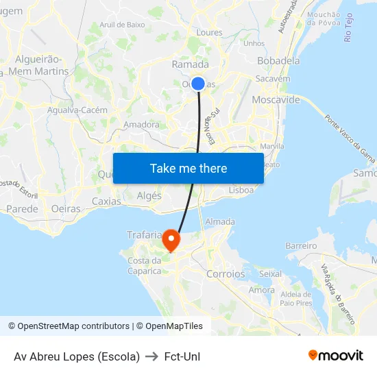 Av Abreu Lopes (Escola) to Fct-Unl map