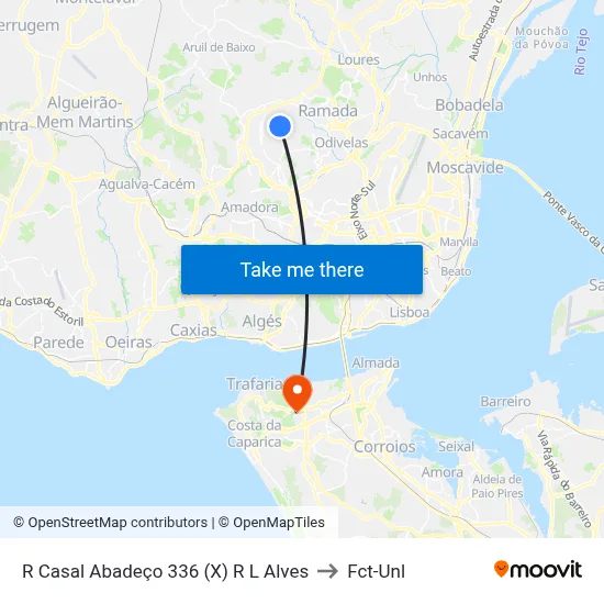 R Casal Abadeço 336 (X) R L Alves to Fct-Unl map