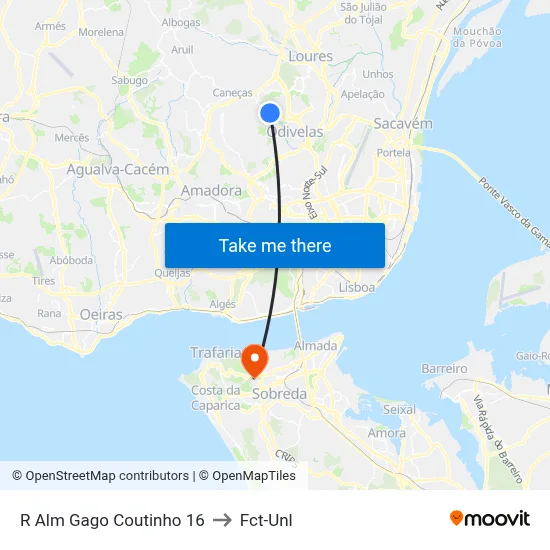 R Alm Gago Coutinho 16 to Fct-Unl map
