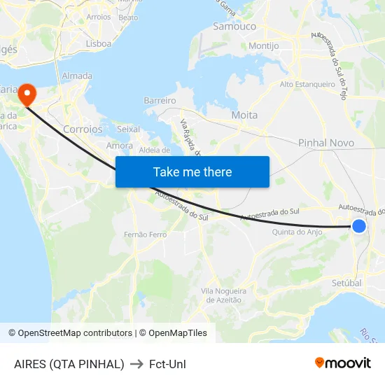 AIRES (QTA PINHAL) to Fct-Unl map