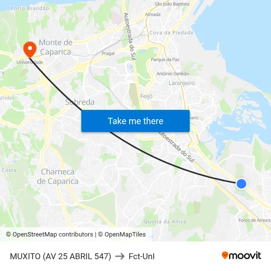 MUXITO (AV 25 ABRIL 547) to Fct-Unl map