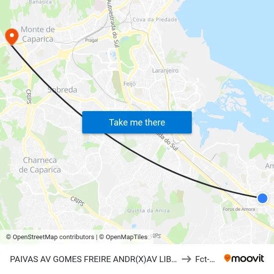 PAIVAS AV GOMES FREIRE ANDR(X)AV LIBERD to Fct-Unl map