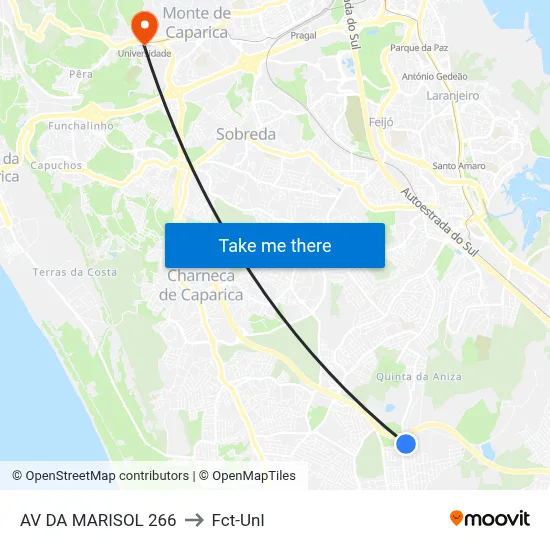 AV DA MARISOL 266 to Fct-Unl map
