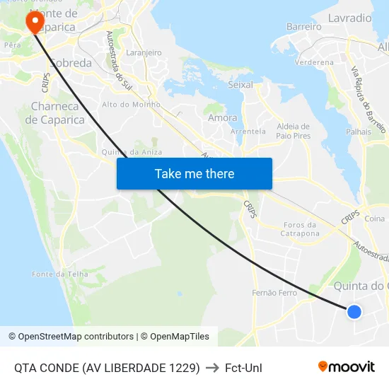 QTA CONDE (AV LIBERDADE 1229) to Fct-Unl map