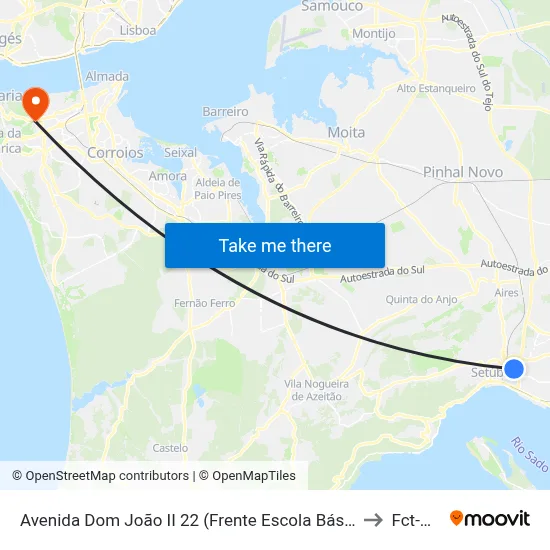 Avenida Dom João II 22 (Frente Escola Básica) to Fct-Unl map