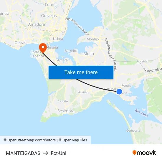 MANTEIGADAS to Fct-Unl map