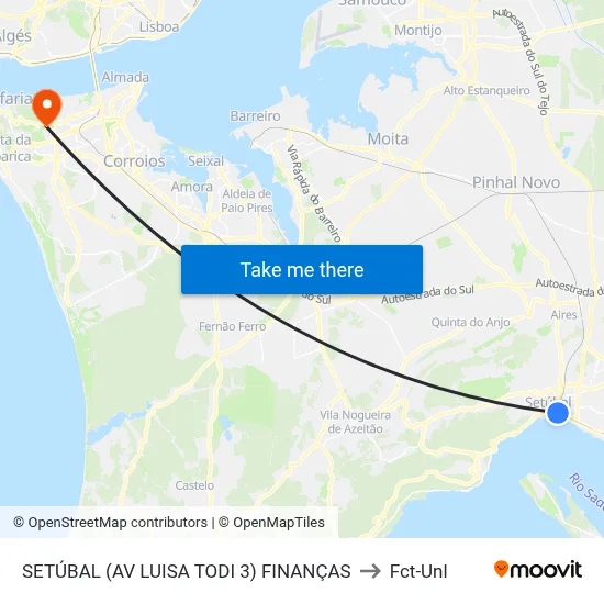 SETÚBAL (AV LUISA TODI 3) FINANÇAS to Fct-Unl map