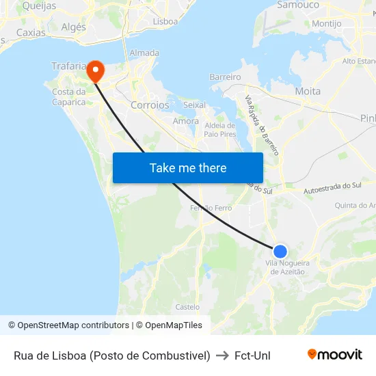 Rua de Lisboa (Posto de Combustivel) to Fct-Unl map