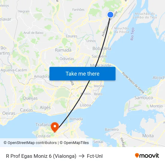 R Prof Egas Moniz 6 (Vialonga) to Fct-Unl map