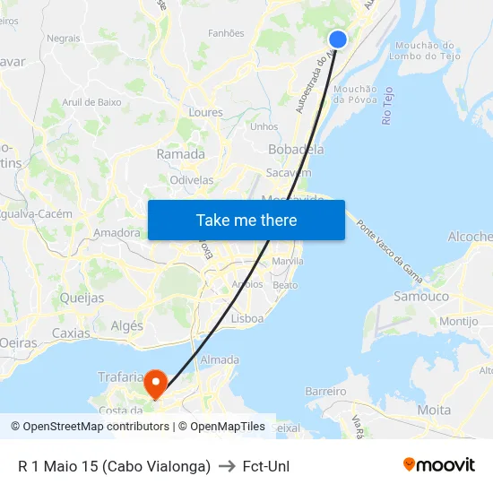 R 1 Maio 15 (Cabo Vialonga) to Fct-Unl map