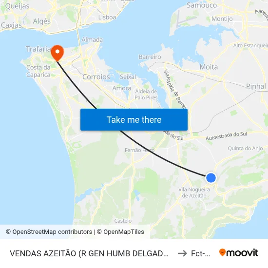 VENDAS AZEITÃO (R GEN HUMB DELGADO 35) to Fct-Unl map