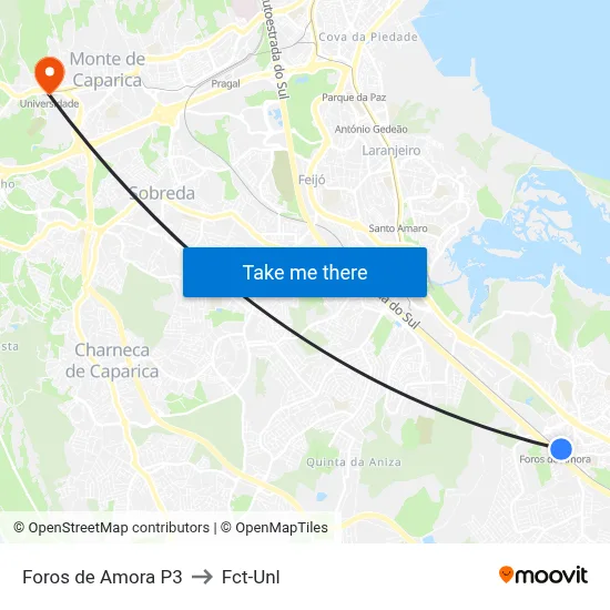 Foros de Amora P3 to Fct-Unl map