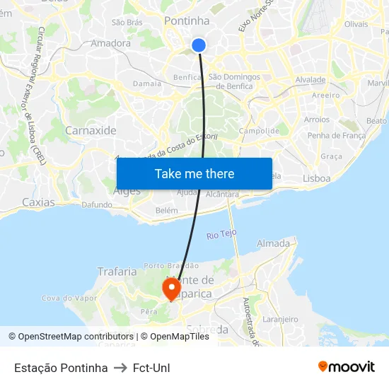Estação Pontinha to Fct-Unl map