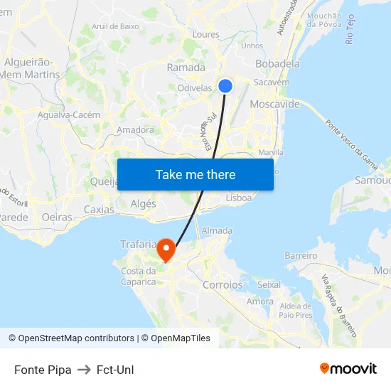 Fonte Pipa to Fct-Unl map