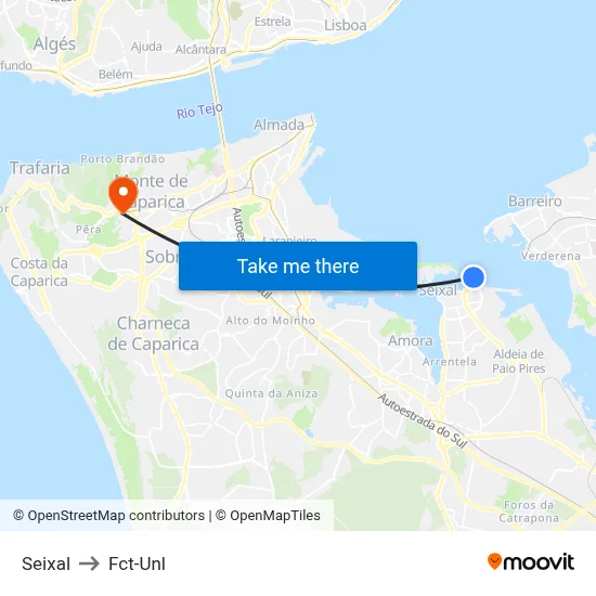 Seixal to Fct-Unl map