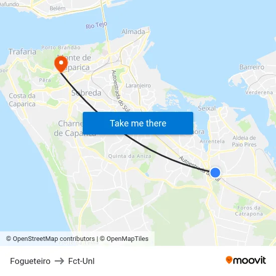 Fogueteiro to Fct-Unl map
