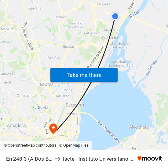 En 248-3 (A-Dos-Bispos) to Iscte - Instituto Universitário De Lisboa map