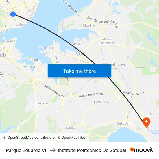 Parque Eduardo VII to Instituto Politécnico De Setúbal map