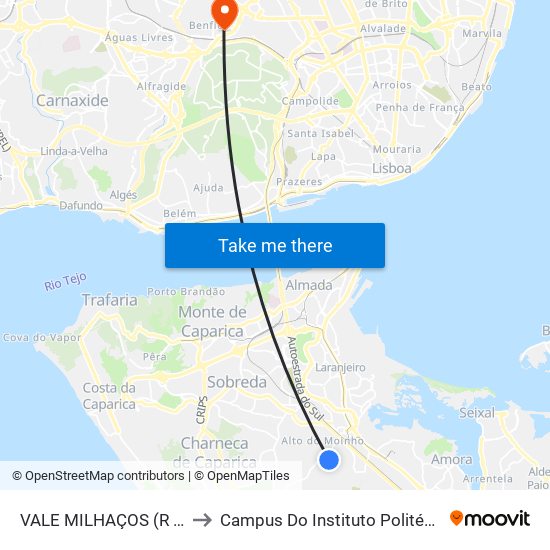 VALE MILHAÇOS (R FÁB PÓLVORA 18) to Campus Do Instituto Politécnico De Lisboa - Benfica map