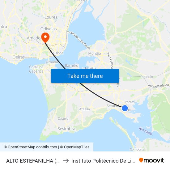 ALTO ESTEFANILHA (IPS) to Instituto Politécnico De Lisboa map
