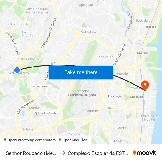 Senhor Roubado (Metro) P12 to Complexo Escolar da ESTeSL / ESEL map