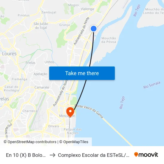 En 10 (X) B Bolonha to Complexo Escolar da ESTeSL / ESEL map