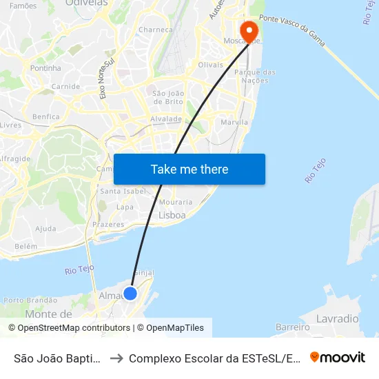 São João Baptista to Complexo Escolar da ESTeSL / ESEL map