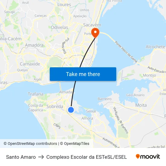 Santo Amaro to Complexo Escolar da ESTeSL / ESEL map