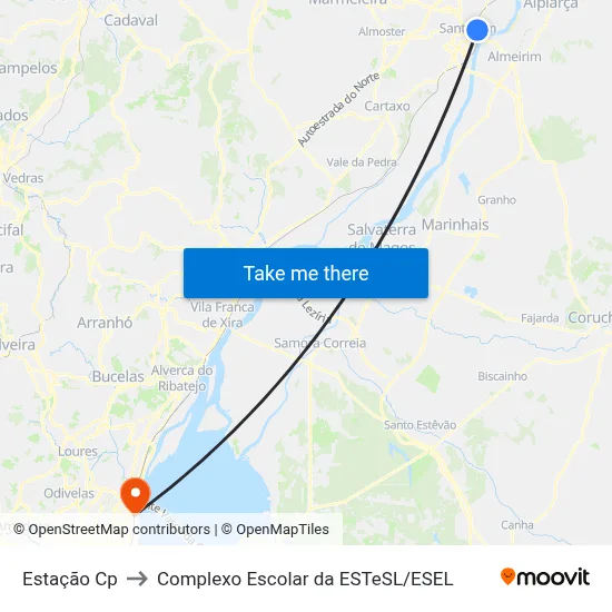 Estação Cp to Complexo Escolar da ESTeSL / ESEL map
