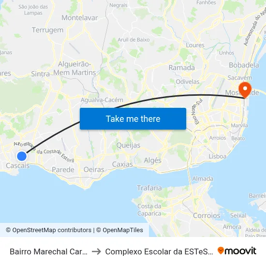 Bairro Marechal Carmona to Complexo Escolar da ESTeSL / ESEL map