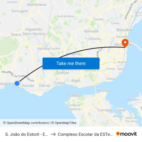 S. João do Estoril - Estação to Complexo Escolar da ESTeSL / ESEL map