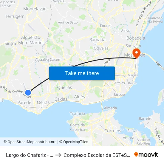 Largo do Chafariz - Tires to Complexo Escolar da ESTeSL / ESEL map